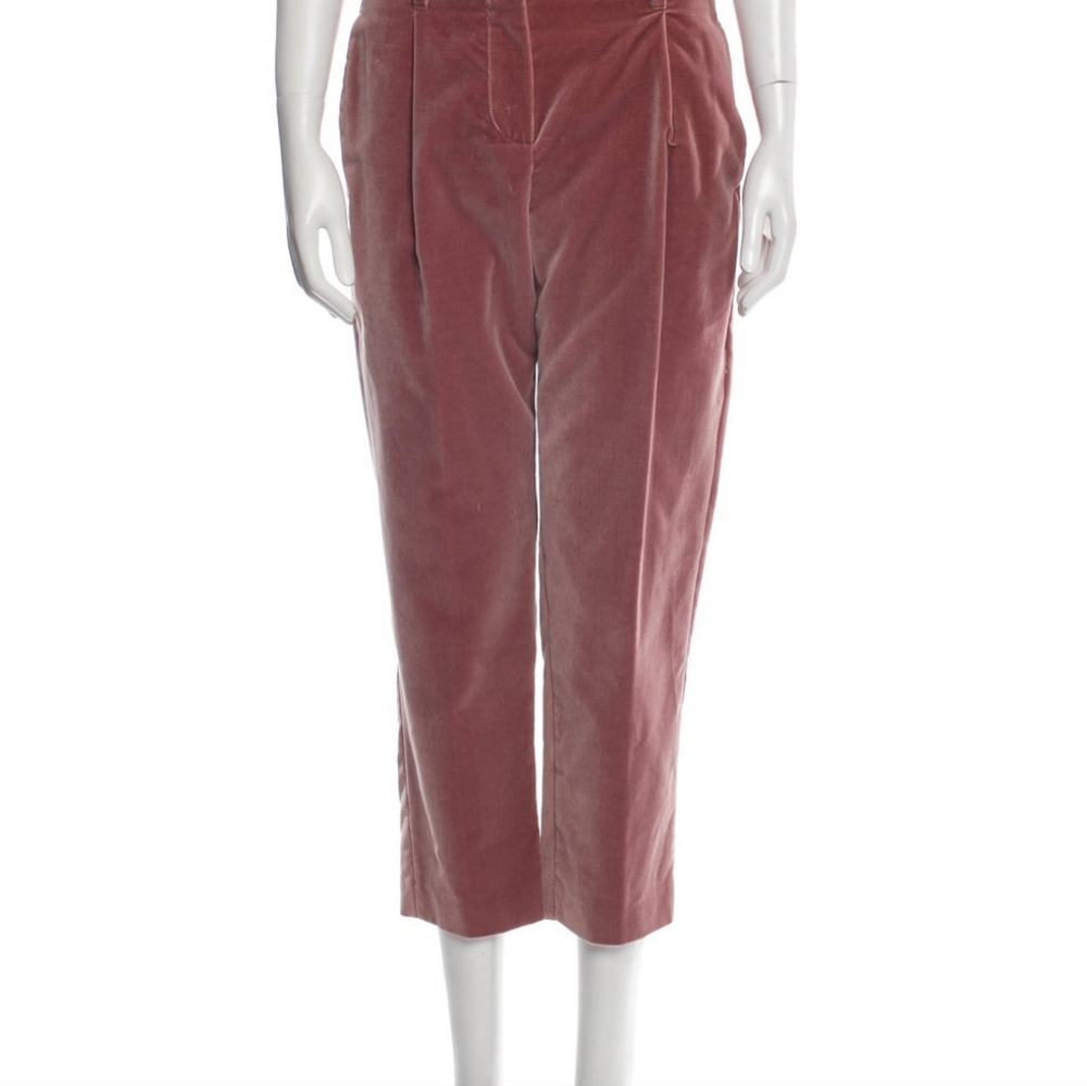 Brunello Cucinelli Pink Velvet Straight Leg High Rise Pants - Picture 4 of 4